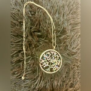 Colorful Tree of Life Necklace with gold chain by Betsey Johnson